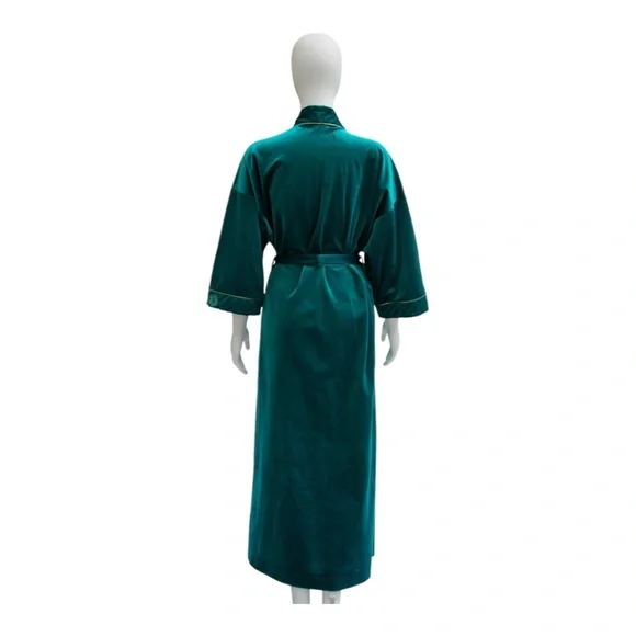Christian Dior Vintage Bath Robe Teal with Gold trim & details SZ S - Picture 2 of 7